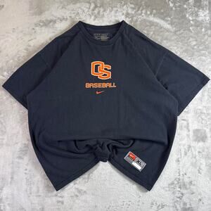 Y2K Nike Team Oregon State Beavers OSU Baseball Tee Black Center Swoosh Size XL